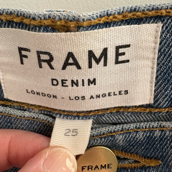 Frame Le High Straight In Surrey Jeans Raw Hem Edge Slit Ankle Size 25 - Picture 7 of 17